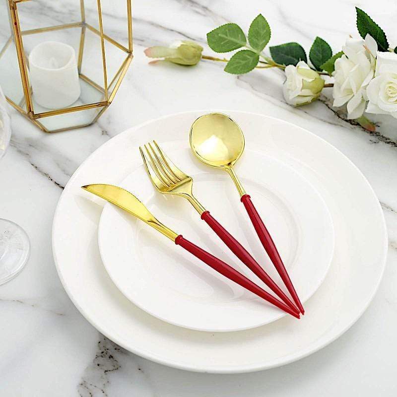 24 pcs Plastic Cutlery Spoon Fork Knife Set - Disposable Tableware