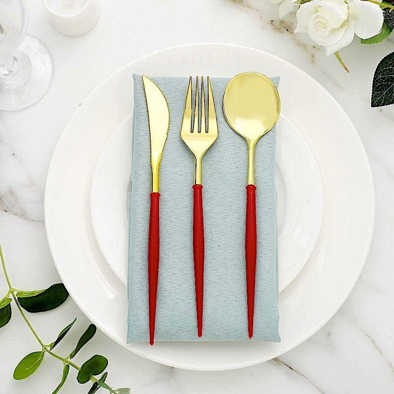 24 pcs Plastic Cutlery Spoon Fork Knife Set - Disposable Tableware