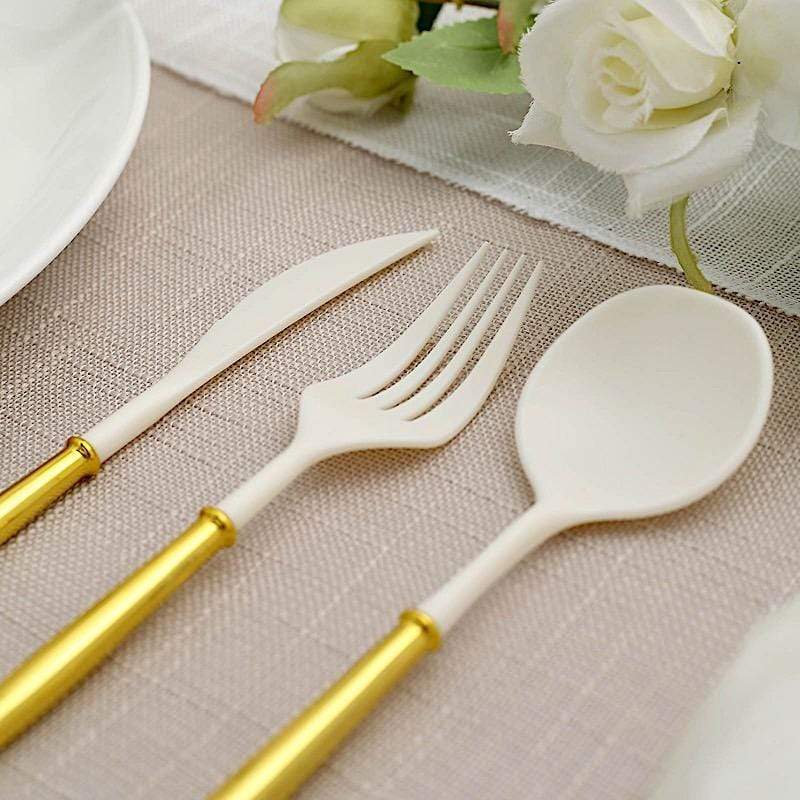 24 pcs Plastic Cutlery Spoon Fork Knife Set - Disposable Tableware