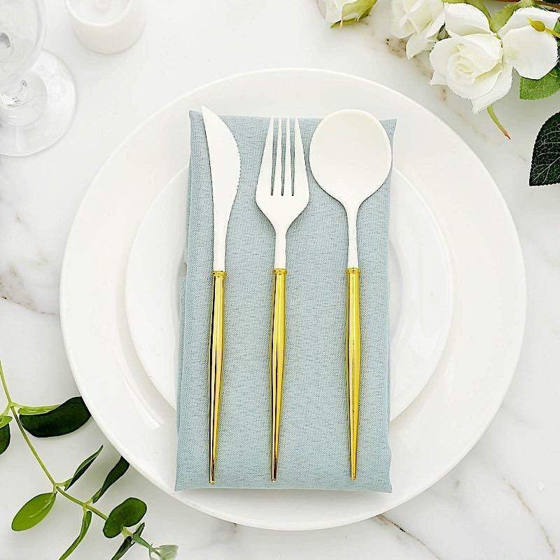 24 pcs Plastic Cutlery Spoon Fork Knife Set - Disposable Tableware