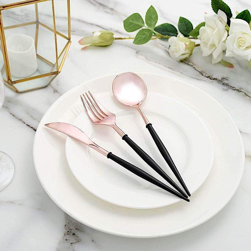 24 pcs Plastic Cutlery Spoon Fork Knife Set - Disposable Tableware