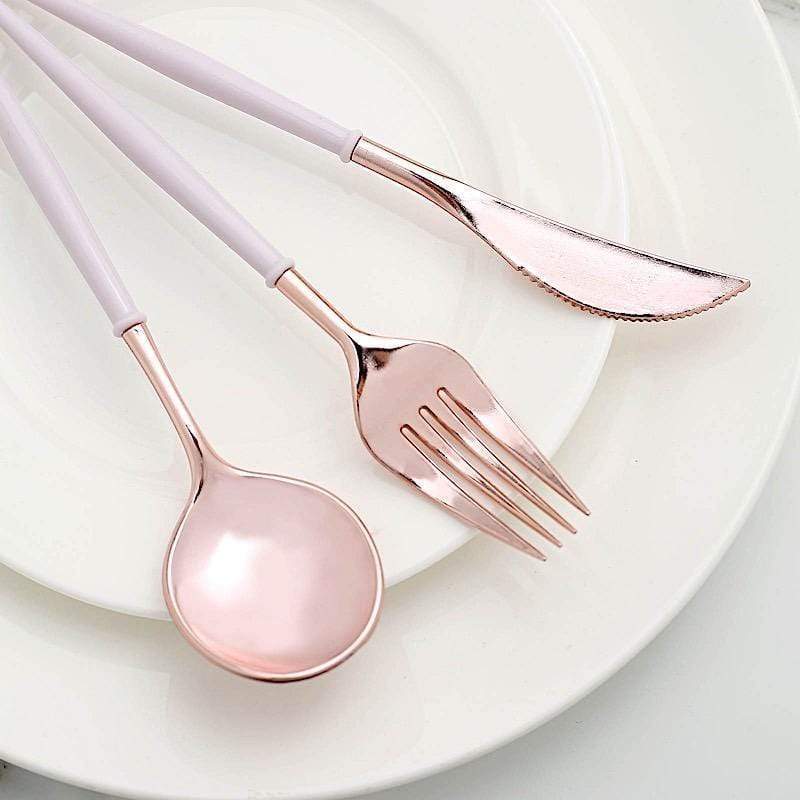 24 pcs Plastic Cutlery Spoon Fork Knife Set - Disposable Tableware