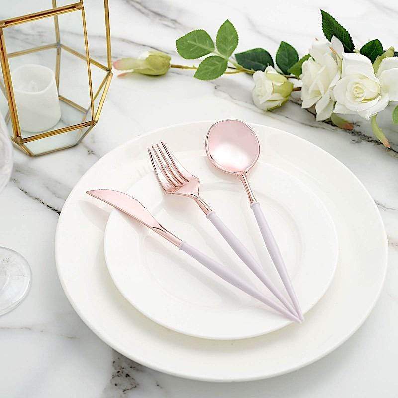 24 pcs Plastic Cutlery Spoon Fork Knife Set - Disposable Tableware
