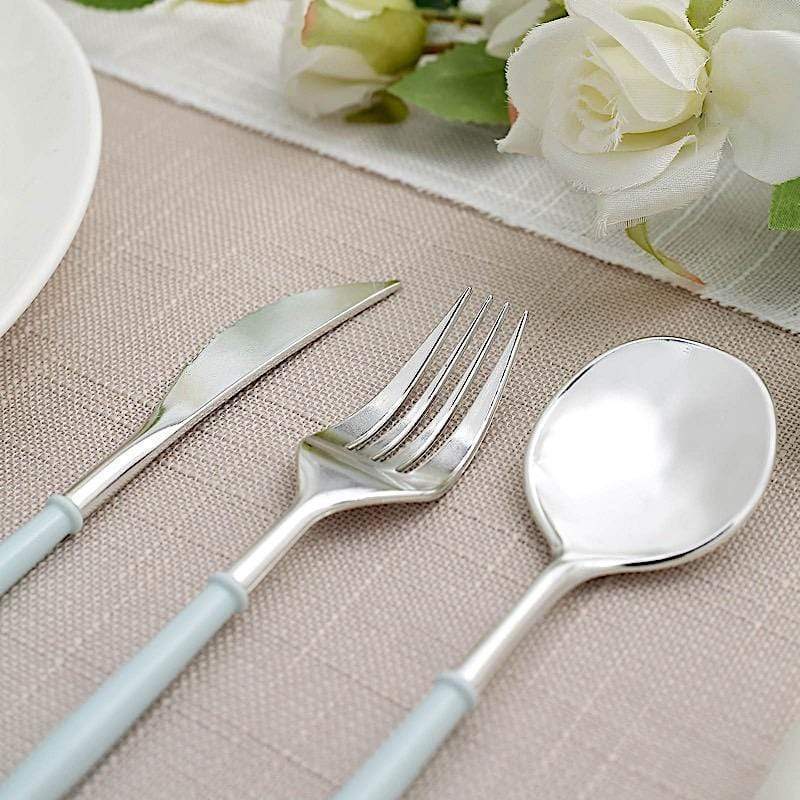 24 pcs Plastic Cutlery Spoon Fork Knife Set - Disposable Tableware