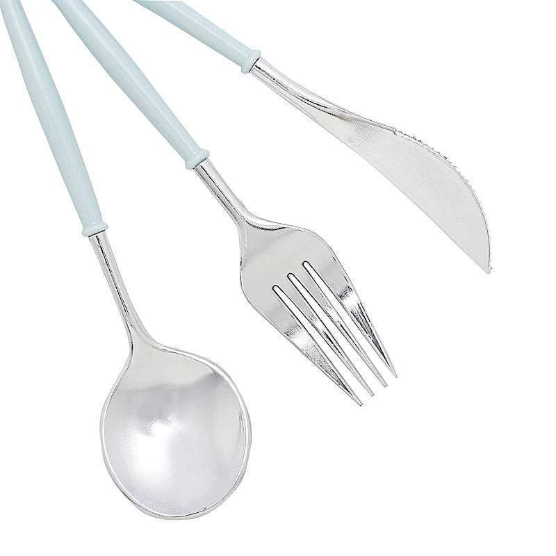 24 pcs Plastic Cutlery Spoon Fork Knife Set - Disposable Tableware