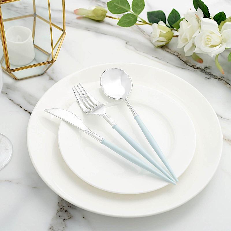 24 pcs Plastic Cutlery Spoon Fork Knife Set - Disposable Tableware
