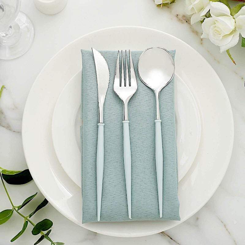 24 pcs Plastic Cutlery Spoon Fork Knife Set - Disposable Tableware