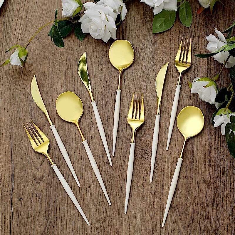 24 pcs Plastic Cutlery Spoon Fork Knife Set - Disposable Tableware