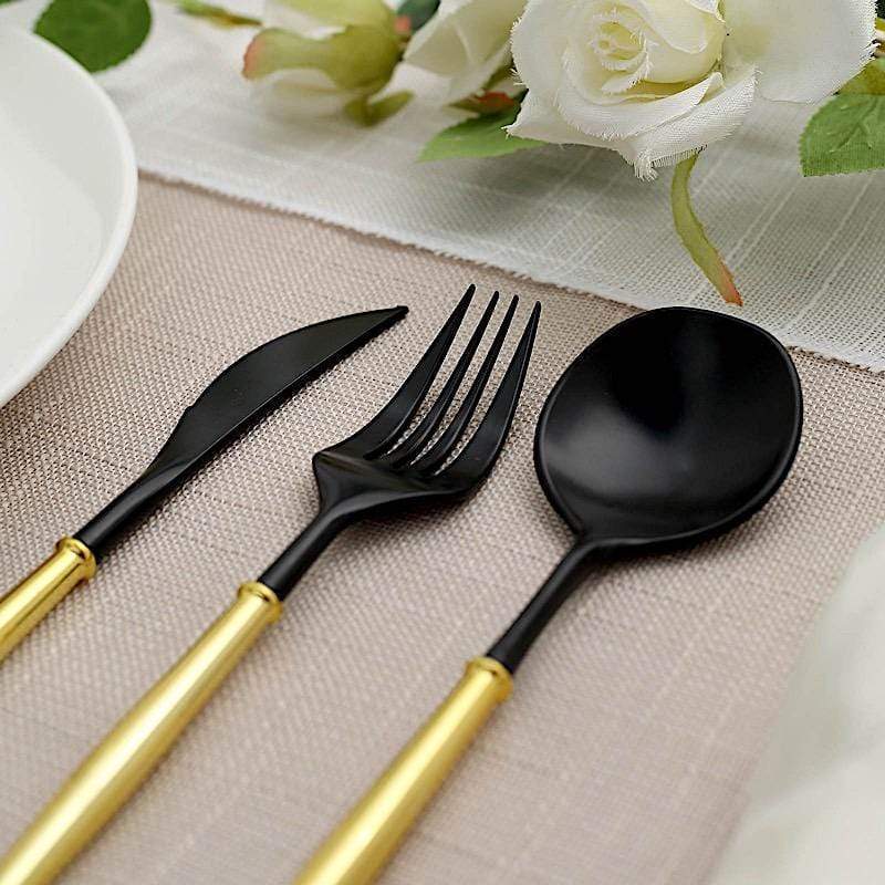 24 pcs Plastic Cutlery Spoon Fork Knife Set - Disposable Tableware
