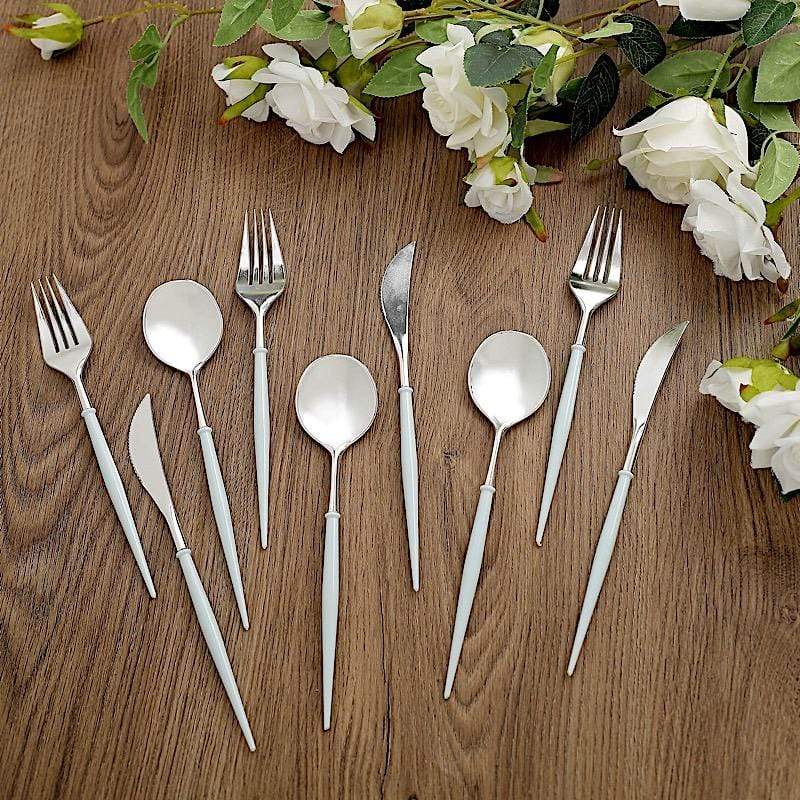 24 pcs Plastic Cutlery Spoon Fork Knife Set - Disposable Tableware