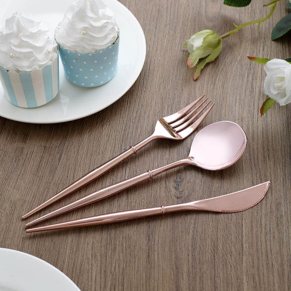24 pcs Plastic Cutlery Spoon Fork Knife Set - Disposable Tableware