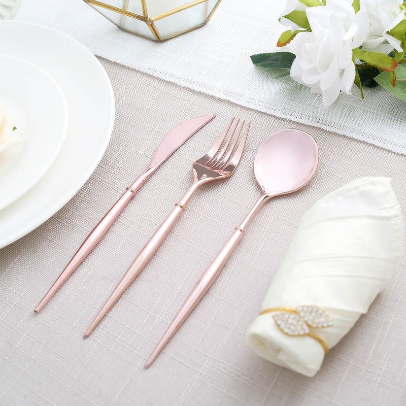 24 pcs Plastic Cutlery Spoon Fork Knife Set - Disposable Tableware