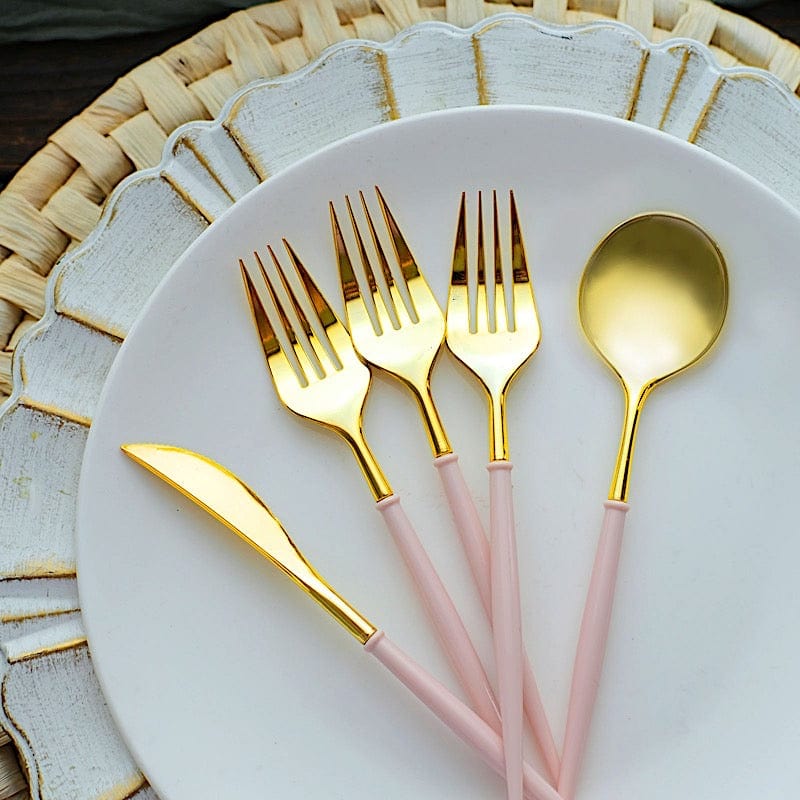 24 pcs Plastic Cutlery Spoon Fork Knife Set - Disposable Tableware