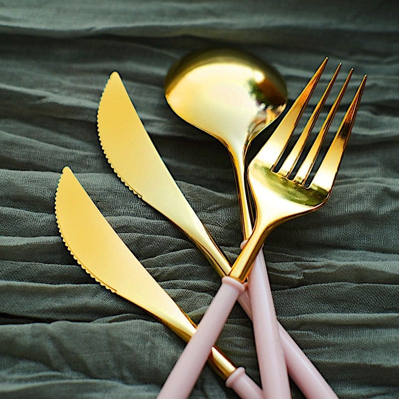 24 pcs Plastic Cutlery Spoon Fork Knife Set - Disposable Tableware