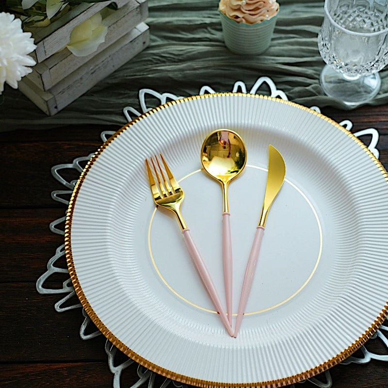 24 pcs Plastic Cutlery Spoon Fork Knife Set - Disposable Tableware