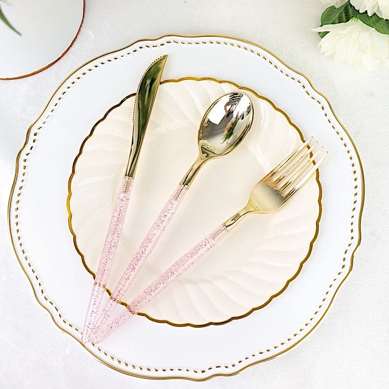 24 pcs Plastic Cutlery Spoon Fork Knife Set - Disposable Tableware