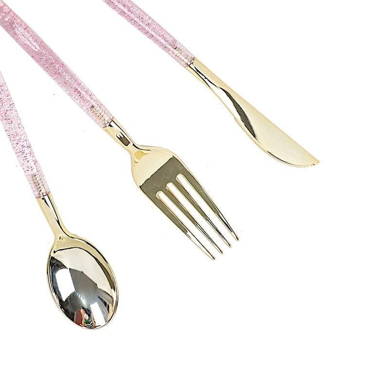 24 pcs Plastic Cutlery Spoon Fork Knife Set - Disposable Tableware