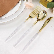24 pcs Plastic Cutlery Spoon Fork Knife Set - Disposable Tableware