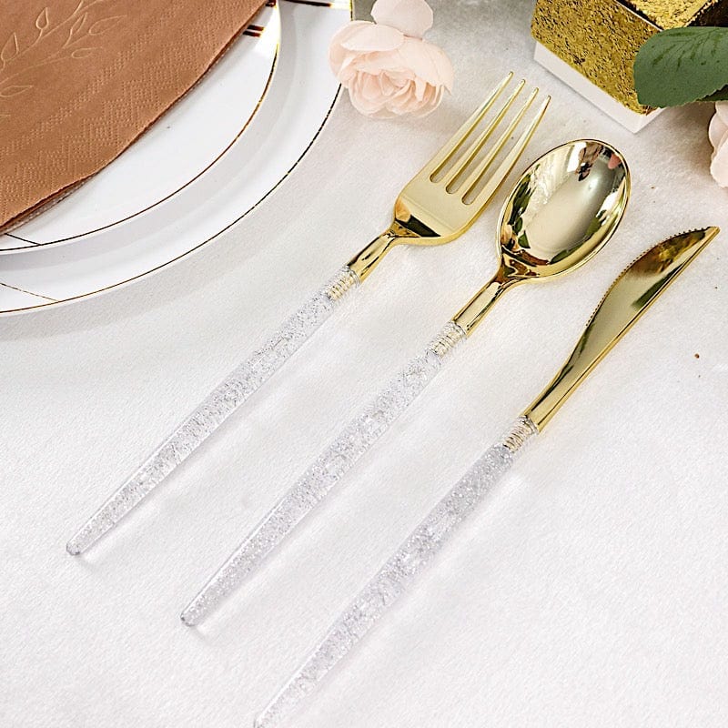 24 pcs Plastic Cutlery Spoon Fork Knife Set - Disposable Tableware