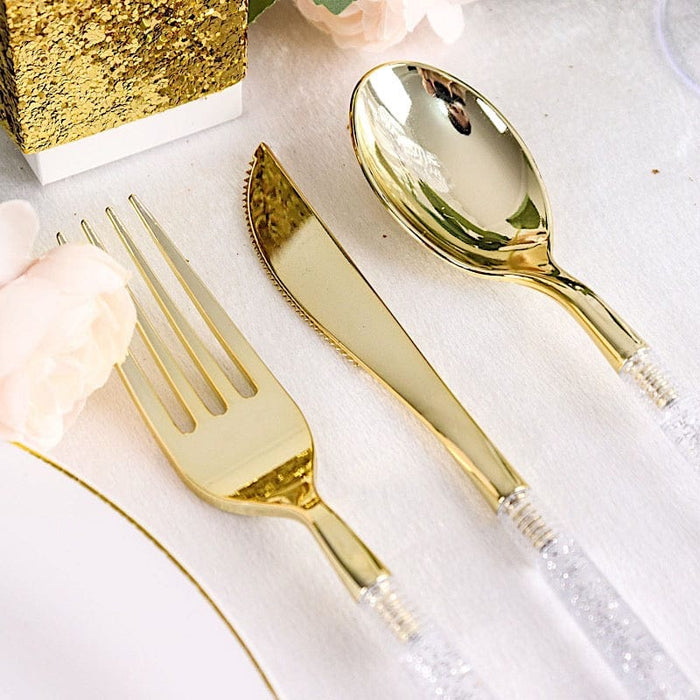 24 pcs Plastic Cutlery Spoon Fork Knife Set - Disposable Tableware