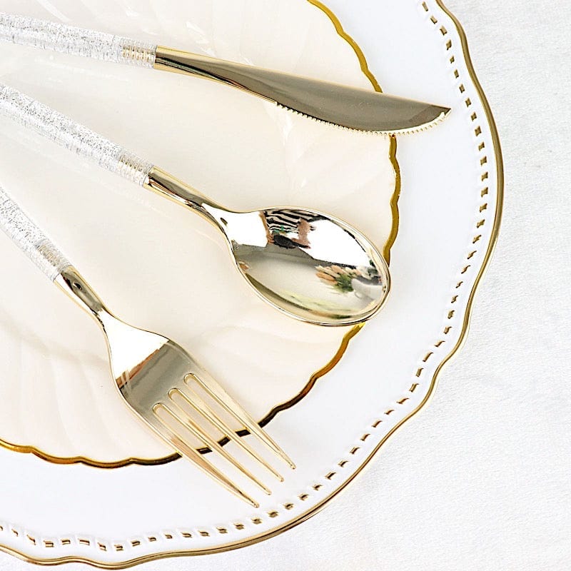 24 pcs Plastic Cutlery Spoon Fork Knife Set - Disposable Tableware