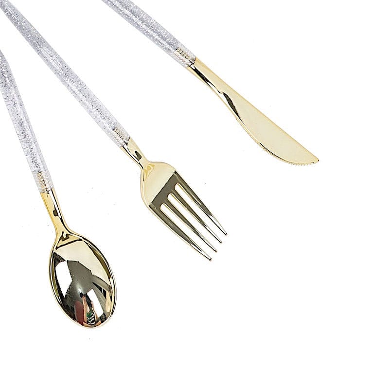 24 pcs Plastic Cutlery Spoon Fork Knife Set - Disposable Tableware