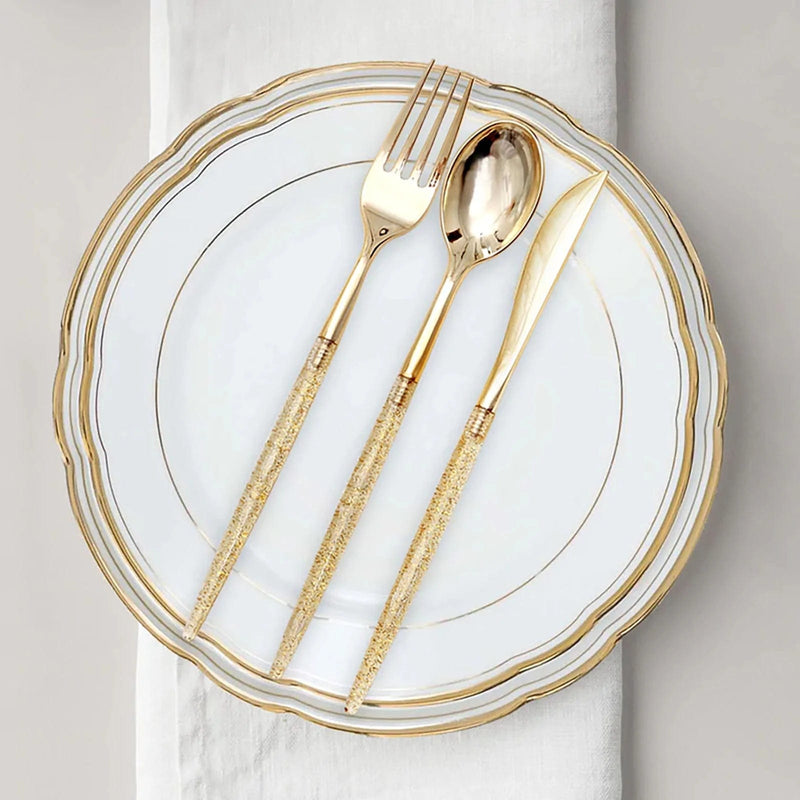 24 pcs Plastic Cutlery Spoon Fork Knife Set - Disposable Tableware