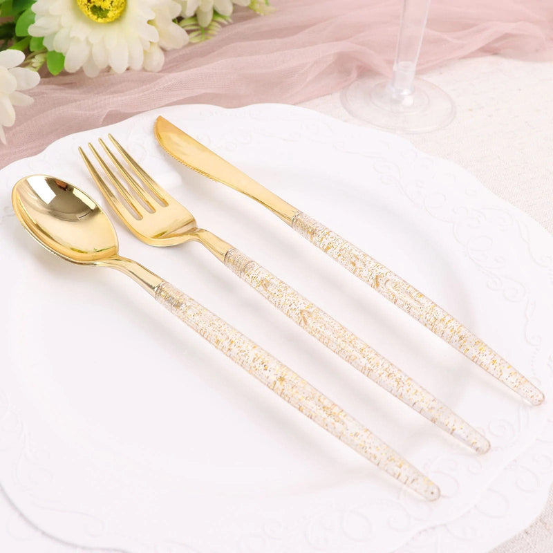 24 pcs Plastic Cutlery Spoon Fork Knife Set - Disposable Tableware