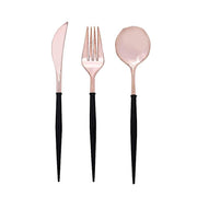 24 pcs Plastic Cutlery Spoon Fork Knife Set - Disposable Tableware DSP_YY0010_8_RG_BLK