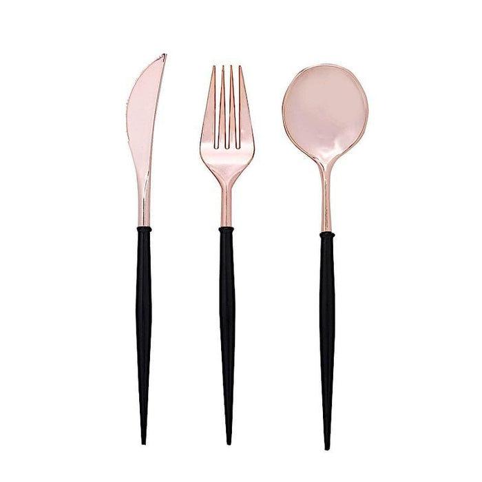 24 pcs Plastic Cutlery Spoon Fork Knife Set - Disposable Tableware DSP_YY0010_8_RG_BLK
