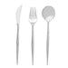 24 pcs Plastic Cutlery Spoon Fork Knife Set - Disposable Tableware DSP_YY0010_8_SV_SILV
