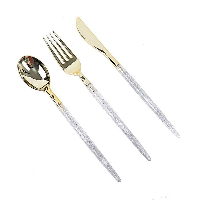 24 pcs Plastic Cutlery Spoon Fork Knife Set - Disposable Tableware DSP_YY0013_8_SILV