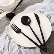 24 pcs Premium Plastic Cutlery Spoon Fork Knife Set - Disposable Tableware