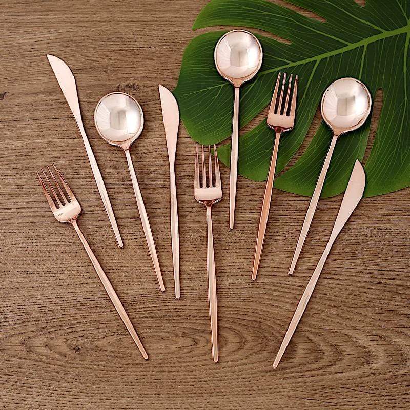 24 pcs Premium Plastic Cutlery Spoon Fork Knife Set - Disposable Tableware