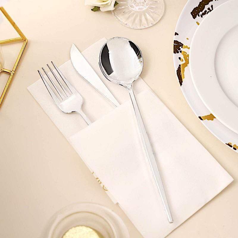 24 pcs Premium Plastic Cutlery Spoon Fork Knife Set - Disposable Tableware