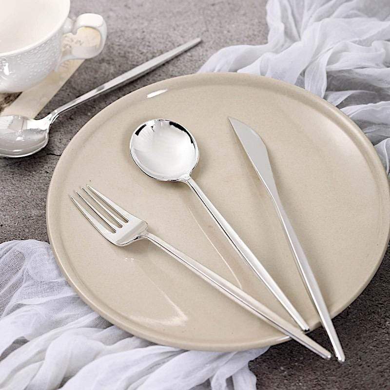 24 pcs Premium Plastic Cutlery Spoon Fork Knife Set - Disposable Tableware
