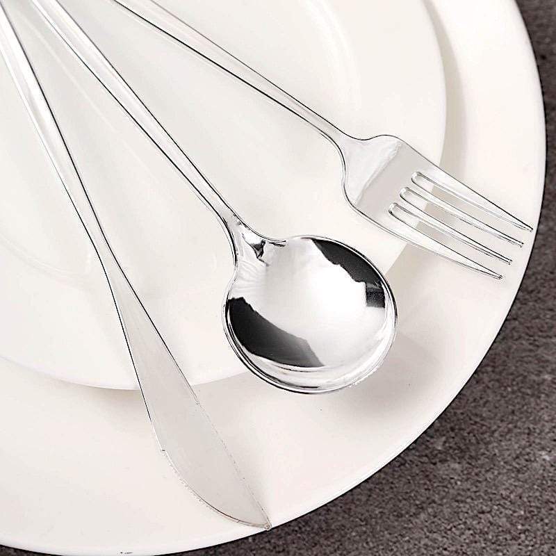 24 pcs Premium Plastic Cutlery Spoon Fork Knife Set - Disposable Tableware