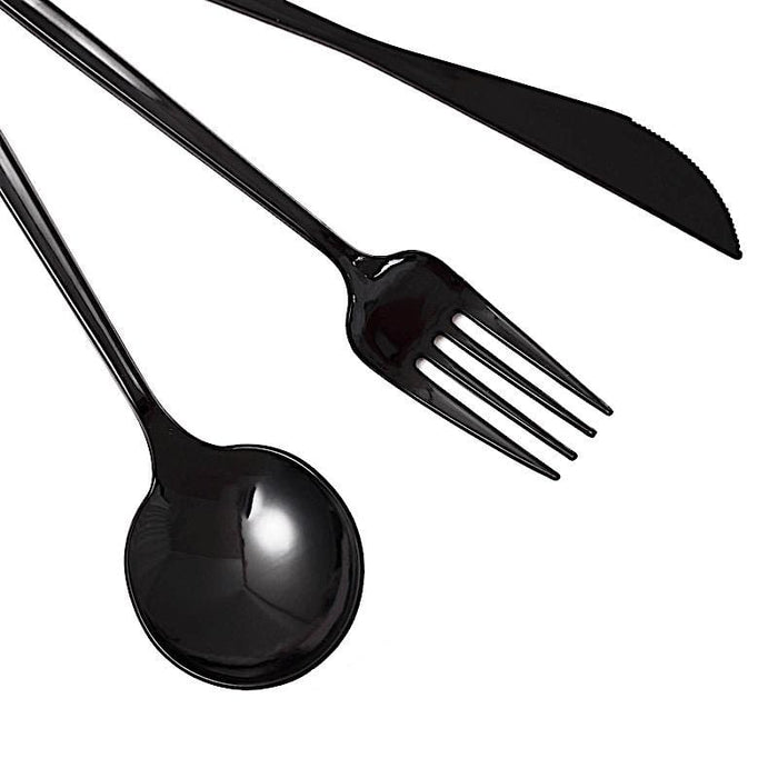 24 pcs Premium Plastic Cutlery Spoon Fork Knife Set - Disposable Tableware