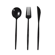 24 pcs Premium Plastic Cutlery Spoon Fork Knife Set - Disposable Tableware DSP_YY0012_8_BLK