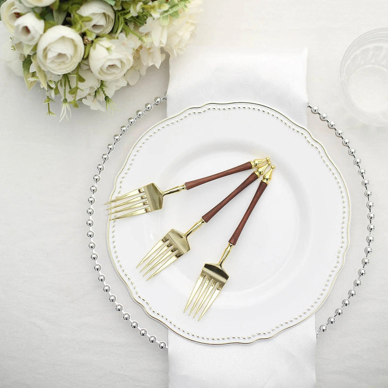 24 Plastic 6" Dessert Forks with Roman Column Handle - Disposable Tableware
