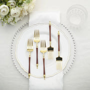 24 Plastic 6" Dessert Forks with Roman Column Handle - Disposable Tableware