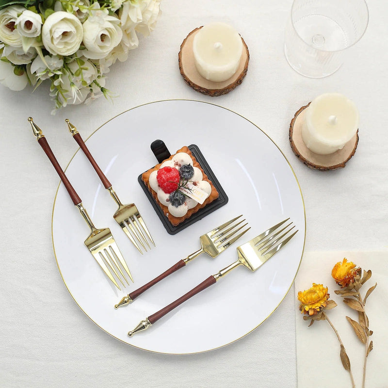 24 Plastic 6" Dessert Forks with Roman Column Handle - Disposable Tableware