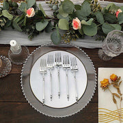 24 Plastic 6" Dessert Forks with Roman Column Handle - Disposable Tableware