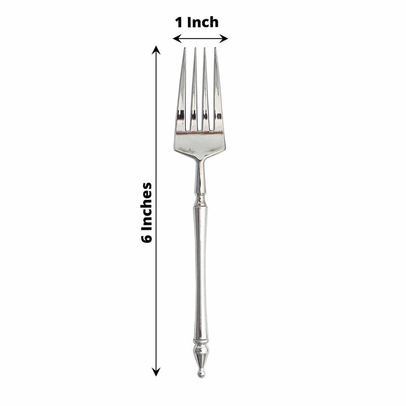 24 Plastic 6" Dessert Forks with Roman Column Handle - Disposable Tableware