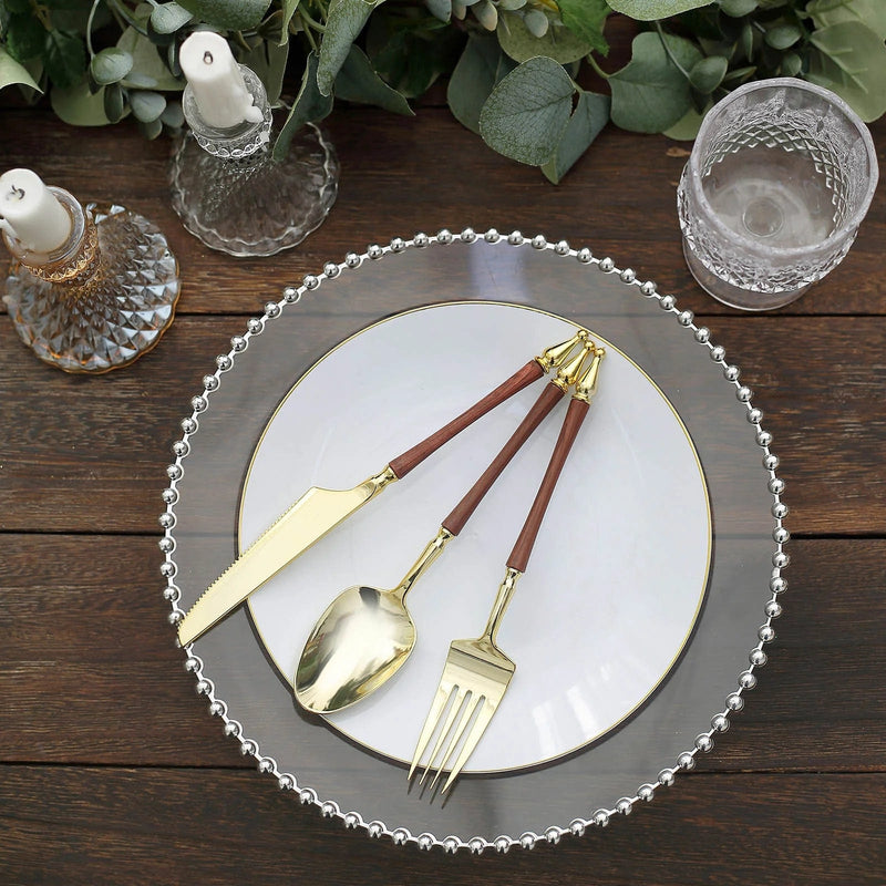 24 Plastic Cutlery with Roman Column Handle Spoon Fork Knife Set - Disposable Tableware