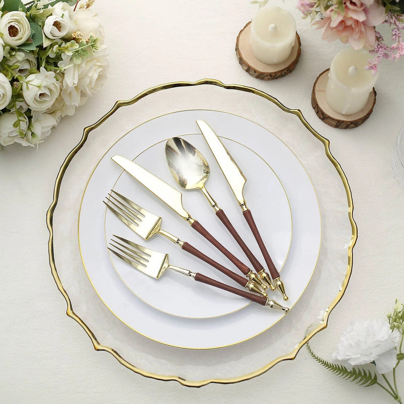 24 Plastic Cutlery with Roman Column Handle Spoon Fork Knife Set - Disposable Tableware