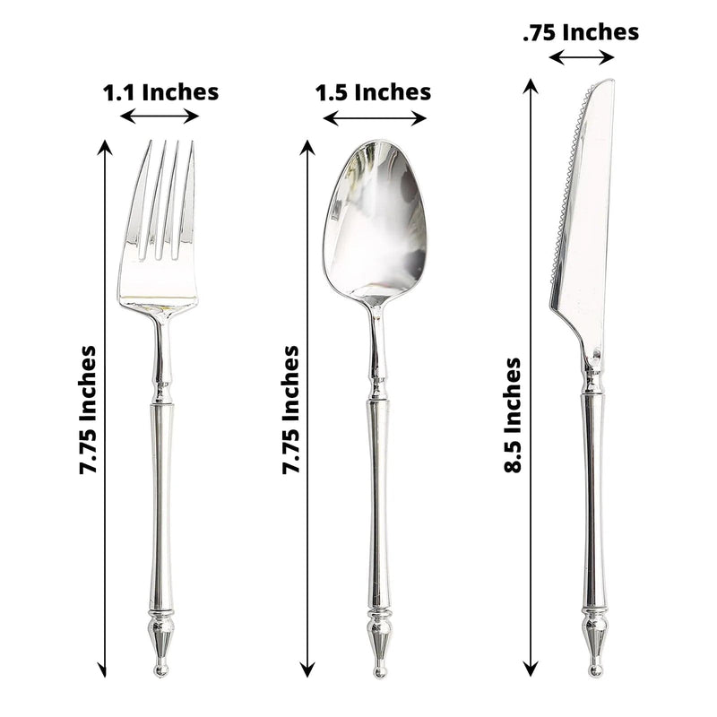 24 Plastic Cutlery with Roman Column Handle Spoon Fork Knife Set - Disposable Tableware