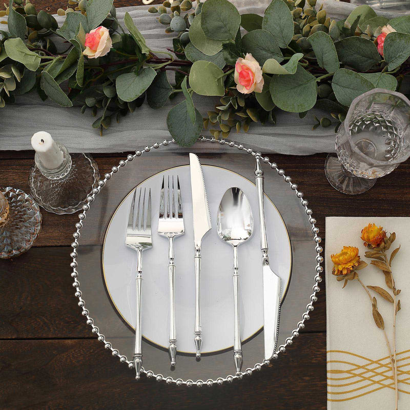 24 Plastic Cutlery with Roman Column Handle Spoon Fork Knife Set - Disposable Tableware