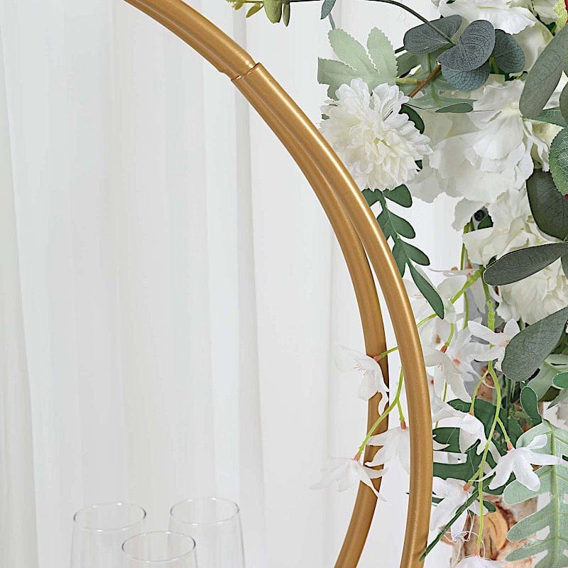 24" Round Double Frame Metal Floral Hoop Table Centerpiece - Gold WOD_HOPMET8_24_GOLD