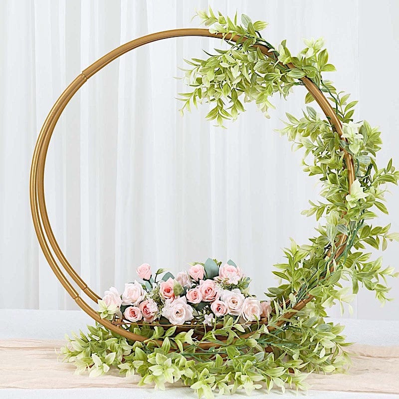 24" Round Double Frame Metal Floral Hoop Table Centerpiece - Gold WOD_HOPMET8_24_GOLD